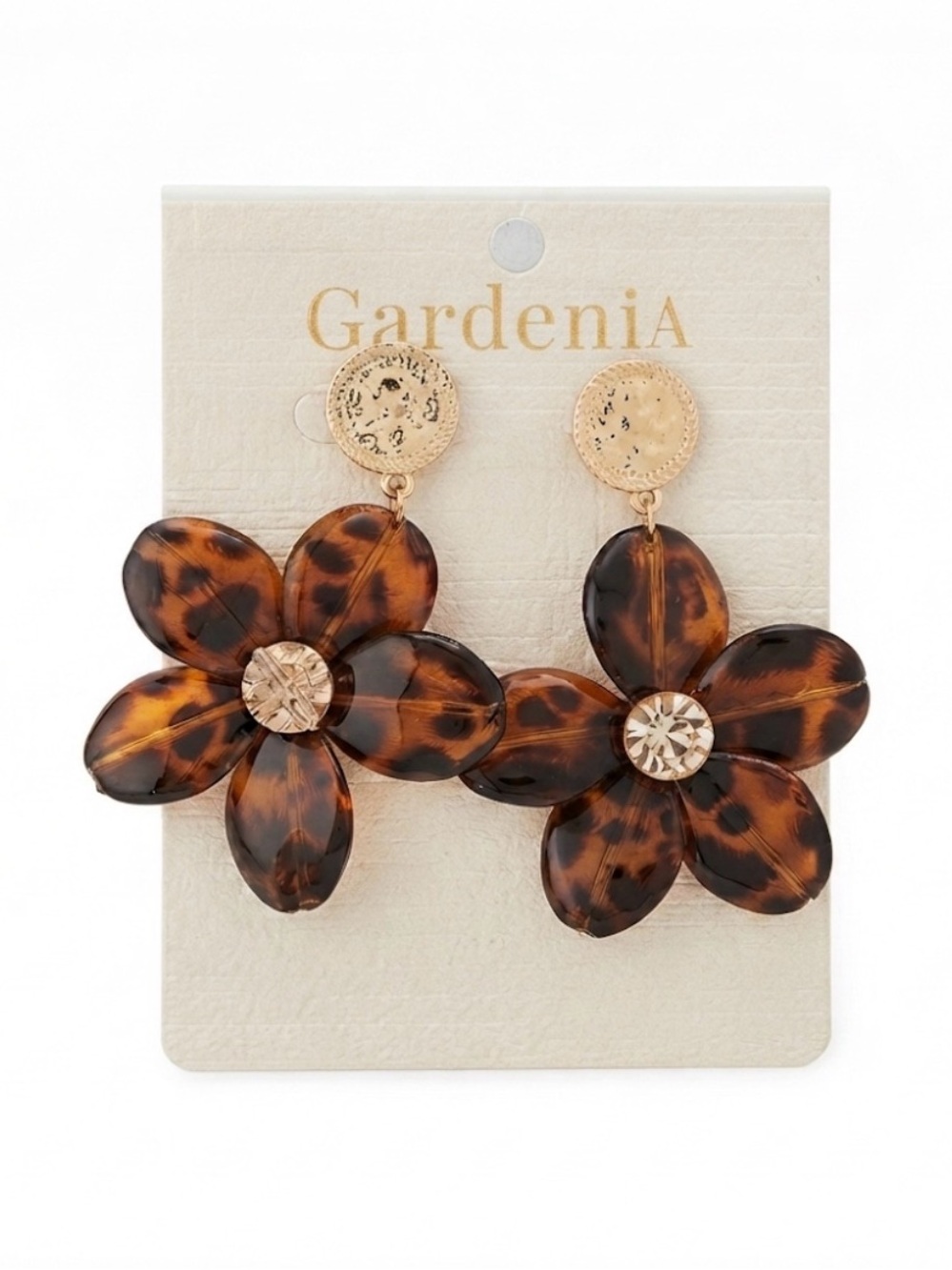 NWT ⚜️🤎⚜️ Gardenia Tortoiseshell Floral 
Dangle Earrings